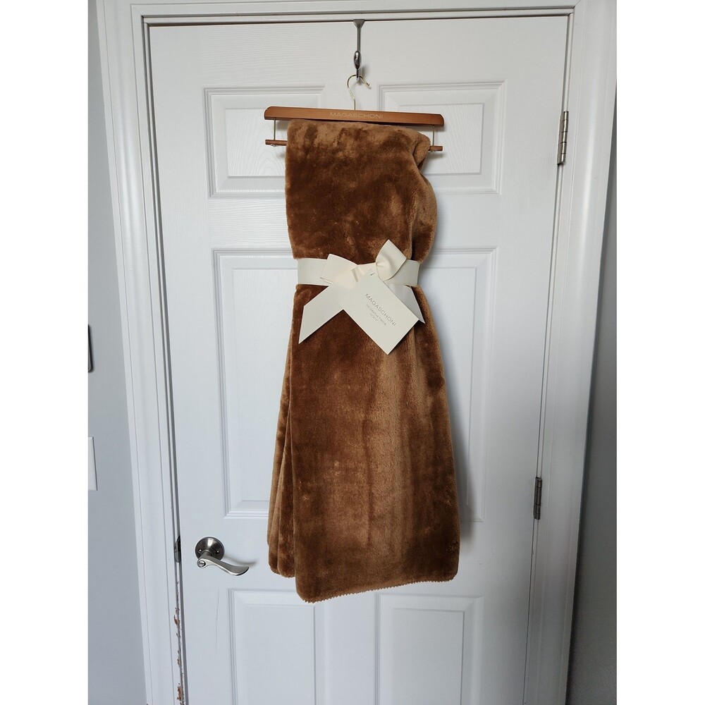 Magaschoni Brown Plush Throw Blanket